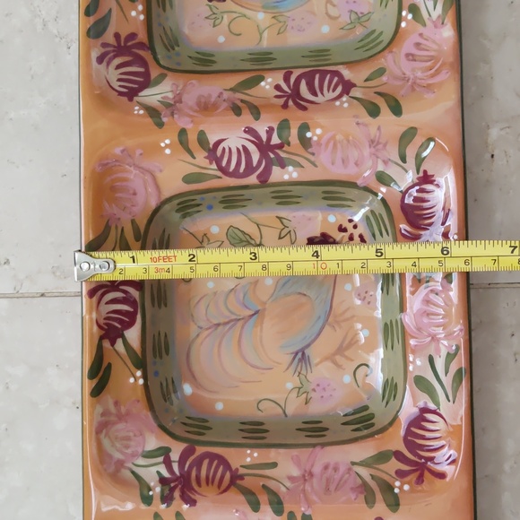 Zrike Danna Cullen Chanticleer 3 Section Serving Tray Rooster NWT - Picture 11 of 16